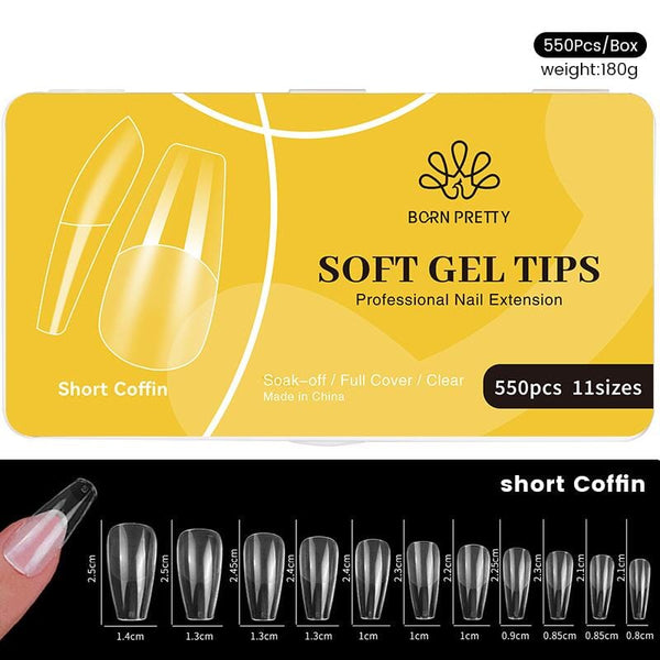 Almond Soft Gel Tips 550pcs Nail Tools BORN PRETTY 