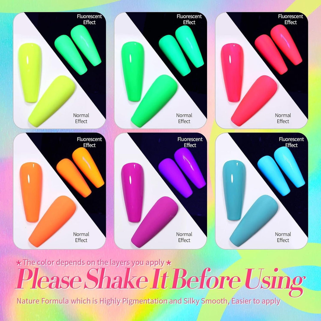 [US ONLY] 6 Colors Fluorescent Neon Nail Polish Kits & Bundles BORN PRETTY 