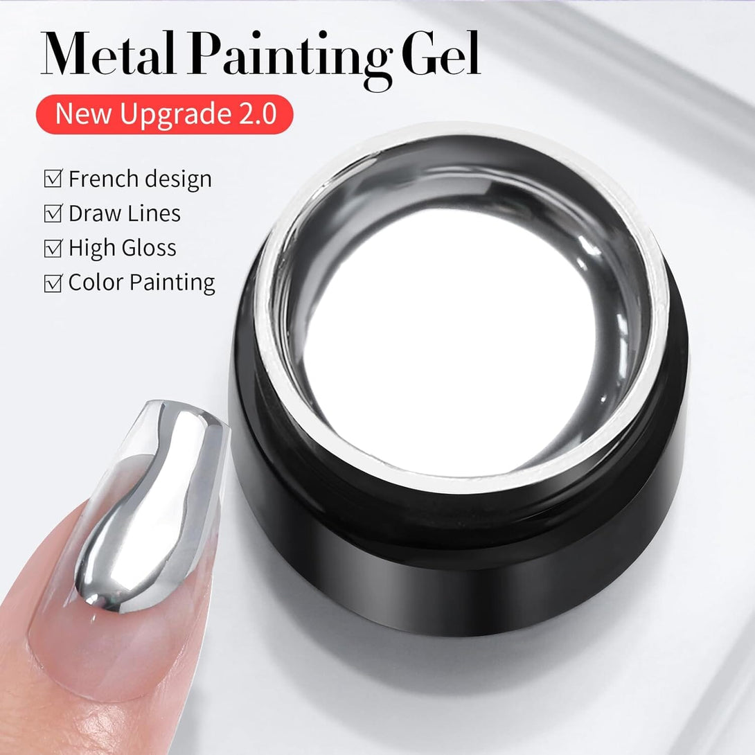[US ONLY] Super Shine Silver Metal Painting Gel Gel Nail Polish BORN PRETTY 