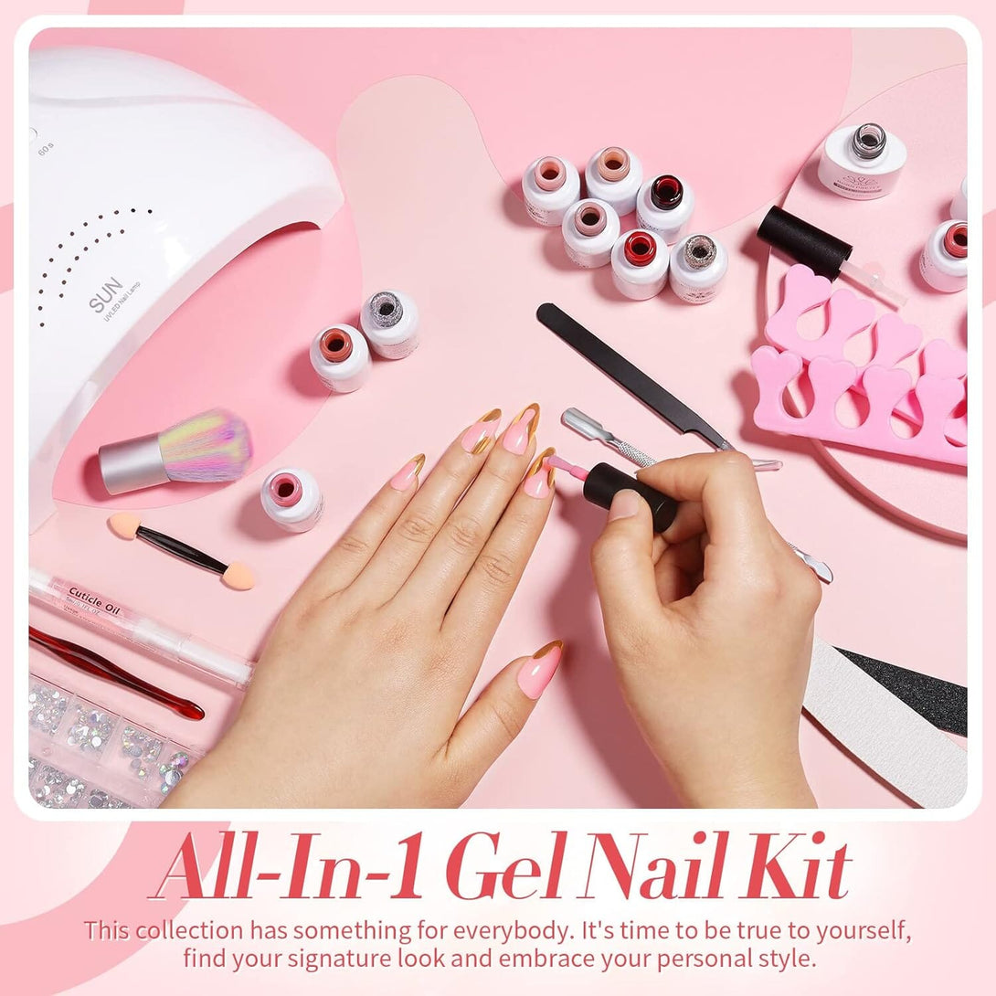 [US ONLY] All-In-One Starter Kit 15pcs Gel with 48W Nail Lamp Nail Tools Kits & Bundles BORN PRETTY 