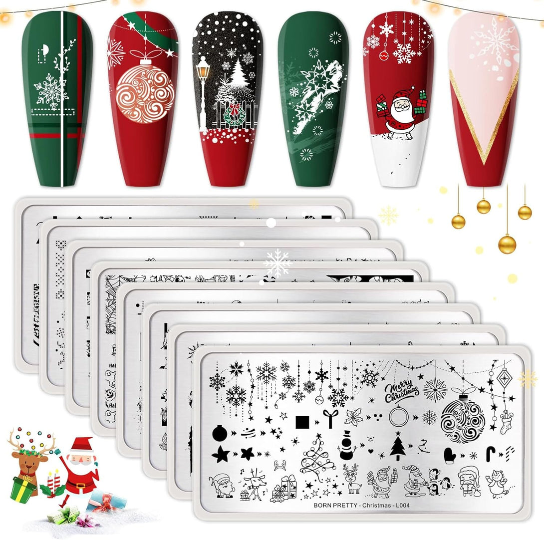 [US ONLY] Stamping Plates Nail Art Image Plates Stamping Nail Polish Stamping Nail BORN PRETTY 8 Pcs (Snowflakes) 