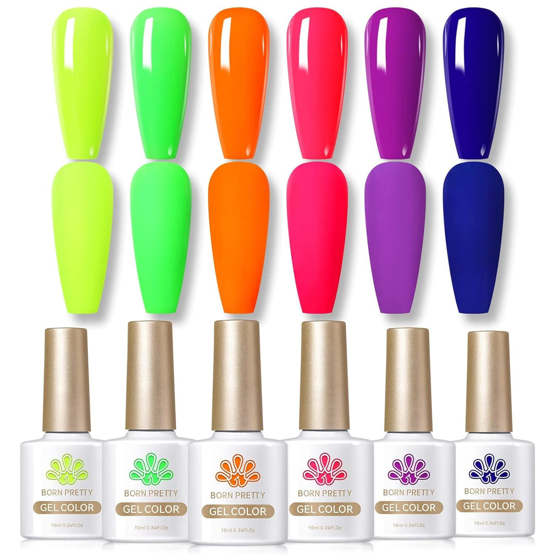 [US ONLY] 6 Colors 10ml Solid Color Gel Polish Set Gel Nail Polish BORN PRETTY Cyber City 