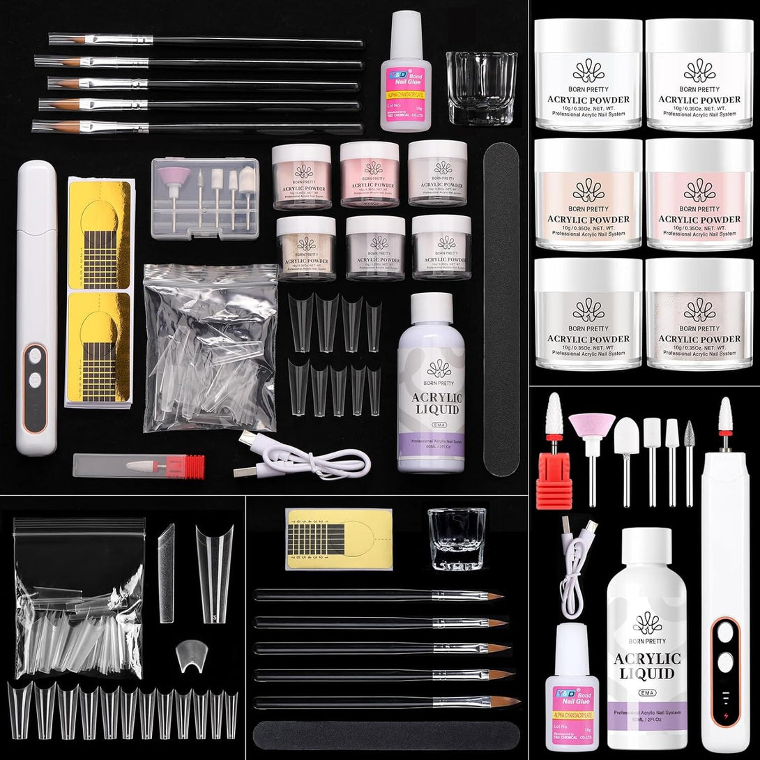 [US ONLY] Acrylic Nail Kit Acrylic Powder And Liquid Set Nail Powder BORN PRETTY Acrylic Nail Kit with Drill 