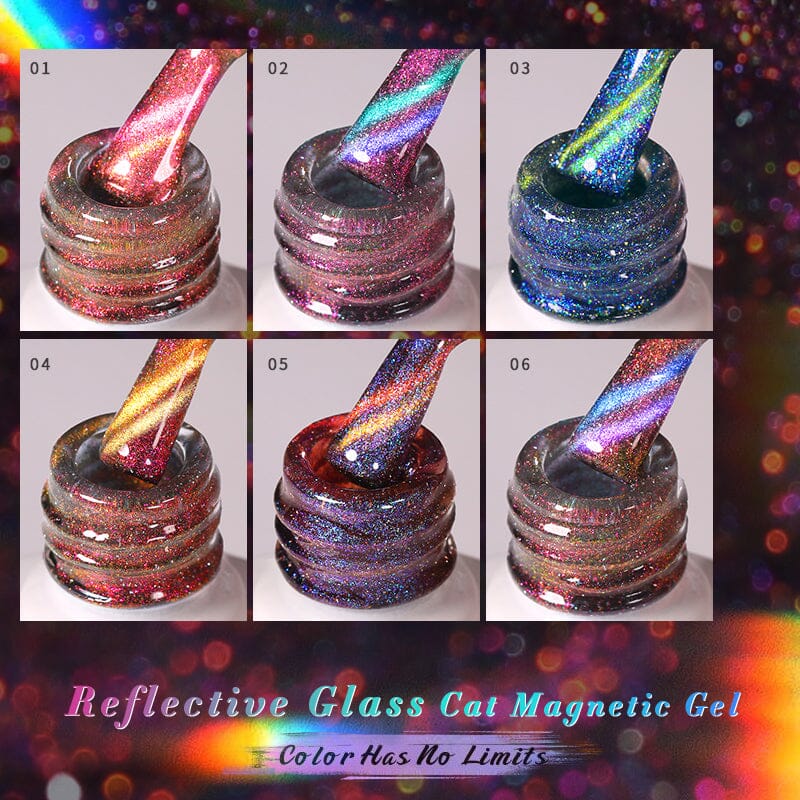 6 Colors Reflective Glass Cat Magnetic Gel Set Kits & Bundles BORN PRETTY 