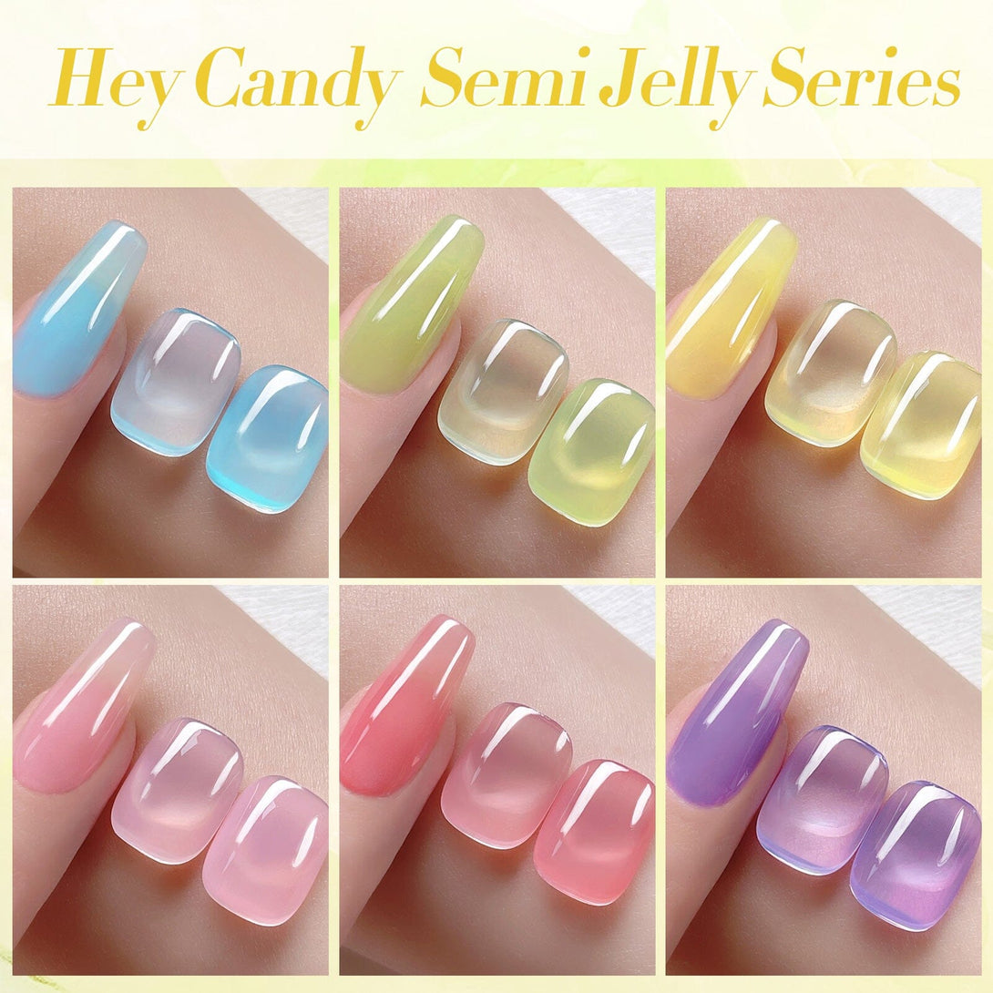 Hey Candy Semi Jelly 6 Colors Gel Polish Set 7ml Gel Nail Polish BORN PRETTY 