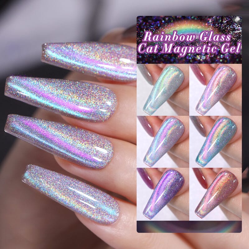 [US ONLY] Rainbow Glass Cat Magnetic 6 Colors Gel Polish Set 7ml Gel Nail Polish BORN PRETTY 