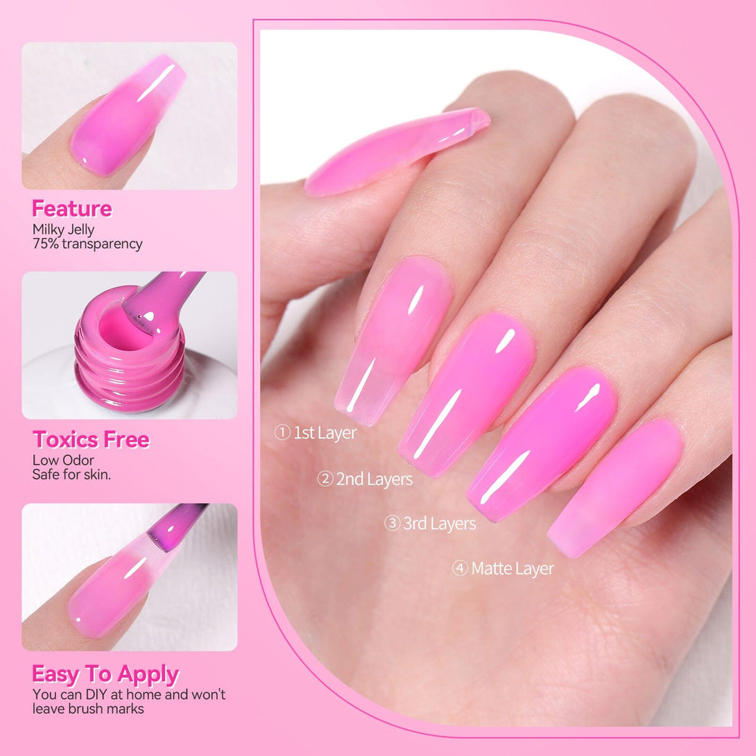 Pink Muse Milky Jelly Series 6 Colors Gel Polish Set 7ml Gel Nail Polish BORN PRETTY 