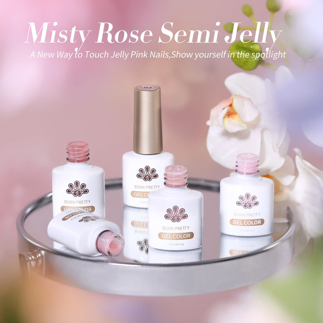 Misty Rose 6 Colors Semi Jelly Series Gel Polish Set 7ml Gel Nail Polish BORN PRETTY 