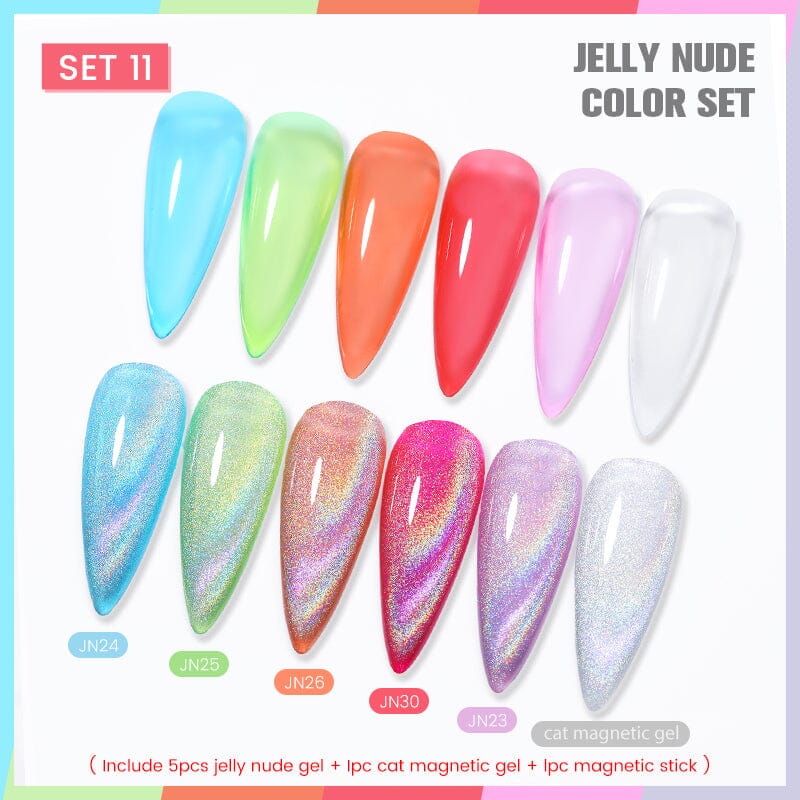 Jelly Nude & Cat Magnetic Gel 6pcs Gel Polish Set 10ml Gel Nail Polish BORN PRETTY 