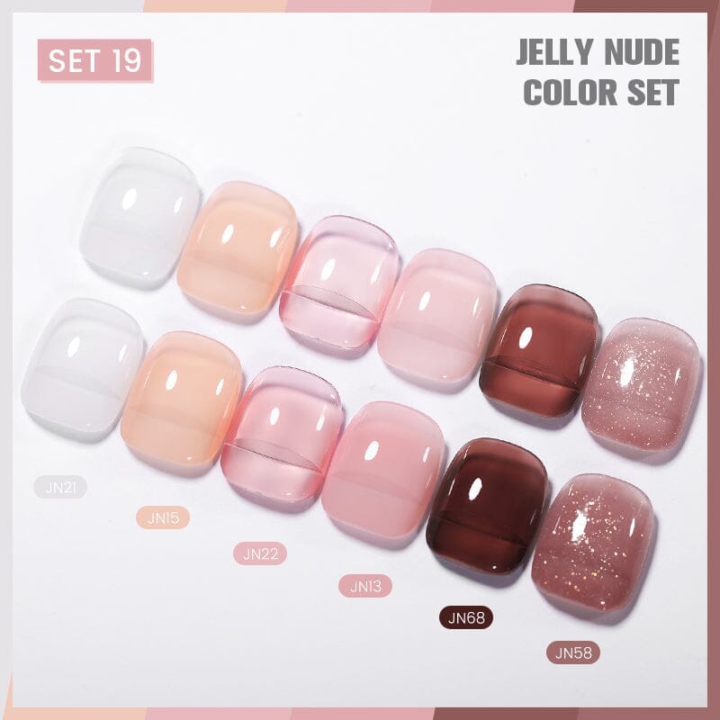White Nude 6 Colors Jelly Nude Gel Set 19 10ml Kits & Bundles BORN PRETTY 