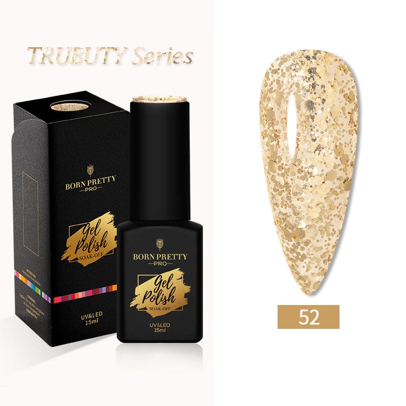 Gold Glitter Sequins Gel Polish #52 15ml Gel Nail Polish BORN PRETTY 