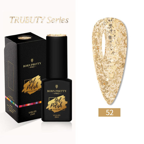 Gold Glitter Sequins Gel Polish #52 15ml Gel Nail Polish BORN PRETTY 