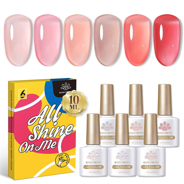 Jelly Nude Series | 6pcs/Set 10ml Nude Pink Gel Nail Polish Gel Nail Polish BORN PRETTY 