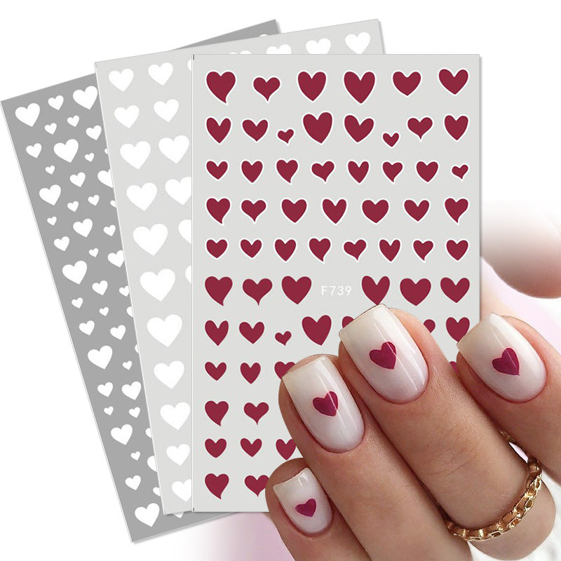 Love Heart Design Valentine Nail Art Stickers 3d Decals Geometric