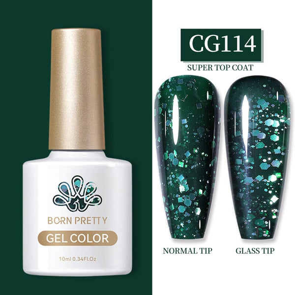 Green Glitter Sequins Color Gel Polish CG114 10ml Gel Nail Polish BORN PRETTY 