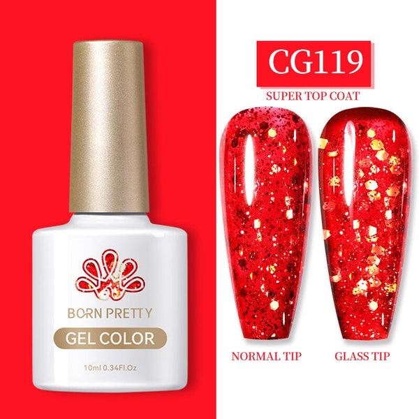 Red Glitter Sequins Color Gel Polish CG119 10ml Gel Nail Polish BORN PRETTY 