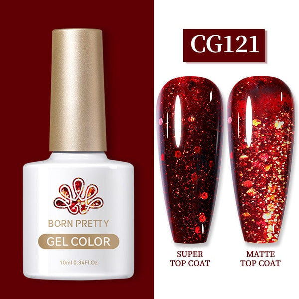 Red Glitter Sequins Color Gel Polish CG121 10ml Gel Nail Polish BORN PRETTY 
