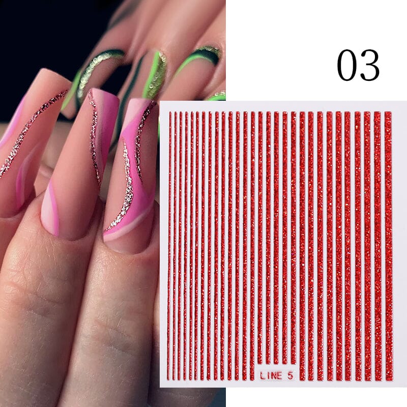 Red Glitter Line Nail Sticker DIY Nails BORN PRETTY 
