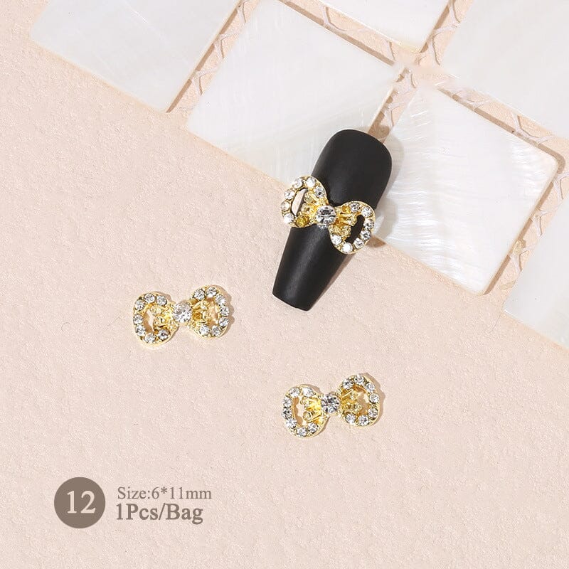 Silver Gold Bowknot Butterfly Rhinestones 3D Nail Decoration Nail Decoration BORN PRETTY 12 