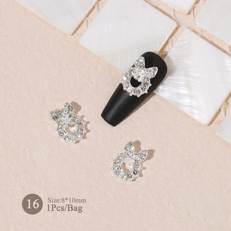 Silver Gold Bowknot Butterfly Rhinestones 3D Nail Decoration Nail Decoration BORN PRETTY 16 
