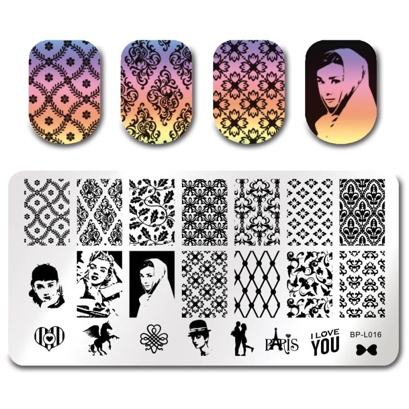 Rectangle Nail Stamping Plates Stamping Nail BORN PRETTY L016 