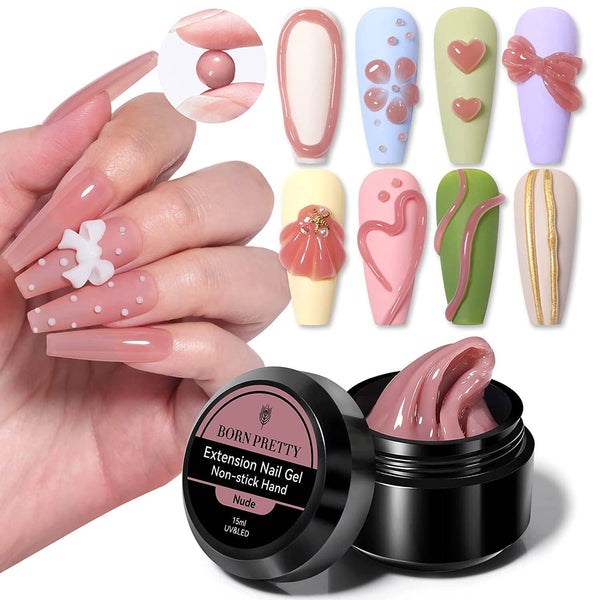 [US ONLY] Nude Non Stick Hand Extension Nail Gel Gel Nail Polish BORN PRETTY 