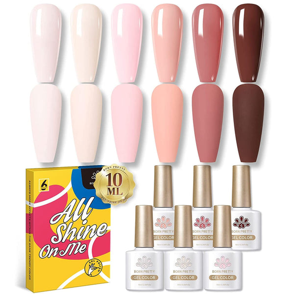 [US ONLY] 6 Colors Nude Pink Gel Polish Set Kits & Bundles BORN PRETTY 