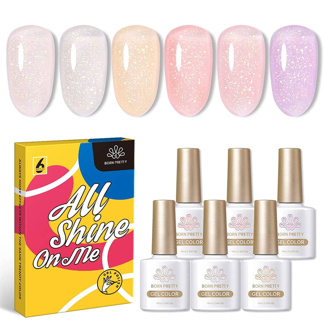 [US ONLY] 6 Colors Jelly Nude Pink Gel Polish Set Kits & Bundles BORN PRETTY 