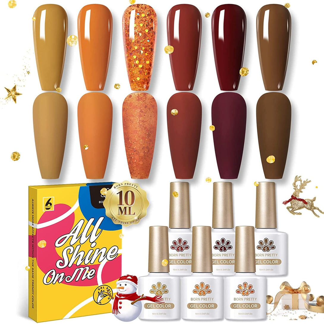 [US ONLY] 6 Colors Maple Caramel Gel Polish Set Kits & Bundles BORN PRETTY 