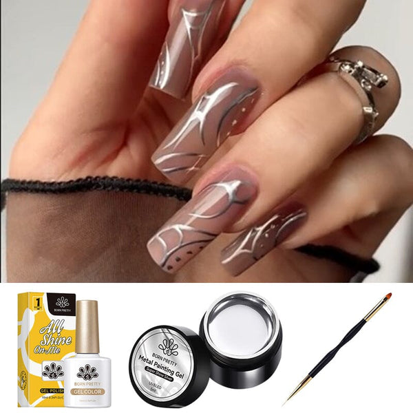 TikTok Metallic Panting Gel & Jelly Nude Gel Kit Gel Nail Polish BORN PRETTY 