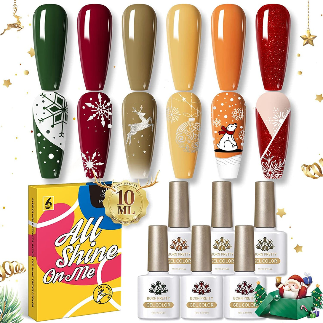 [US ONLY] 6 Colors Christmas Gel Polish Set Kits & Bundles BORN PRETTY 