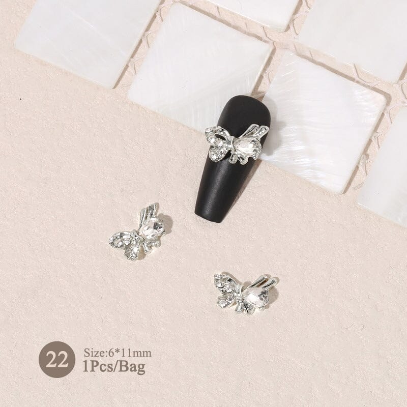 Silver Gold Bowknot Butterfly Rhinestones 3D Nail Decoration Nail Decoration BORN PRETTY 22 