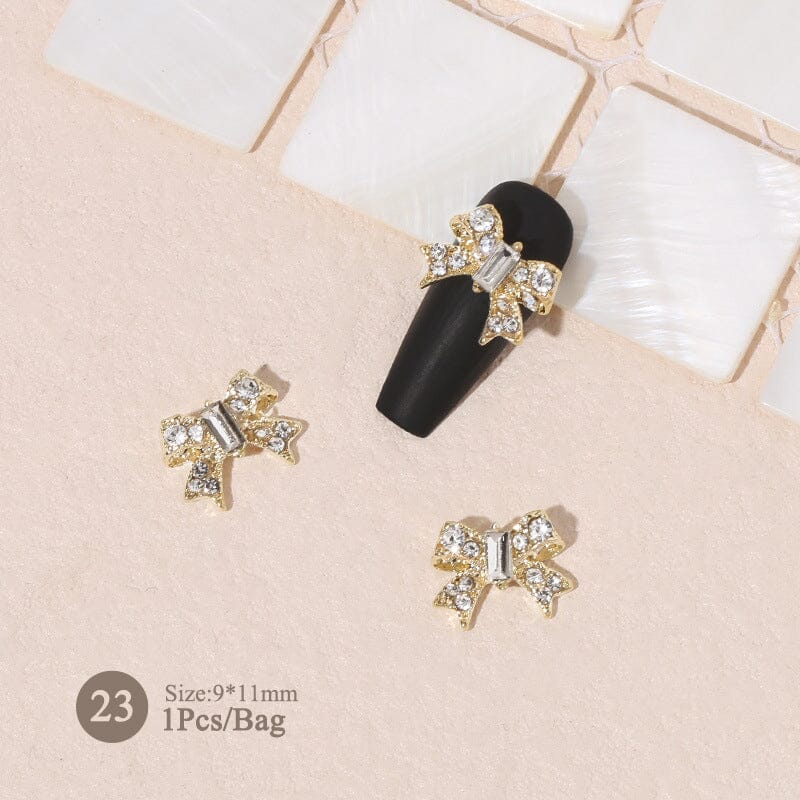 Silver Gold Bowknot Butterfly Rhinestones 3D Nail Decoration Nail Decoration BORN PRETTY 23 