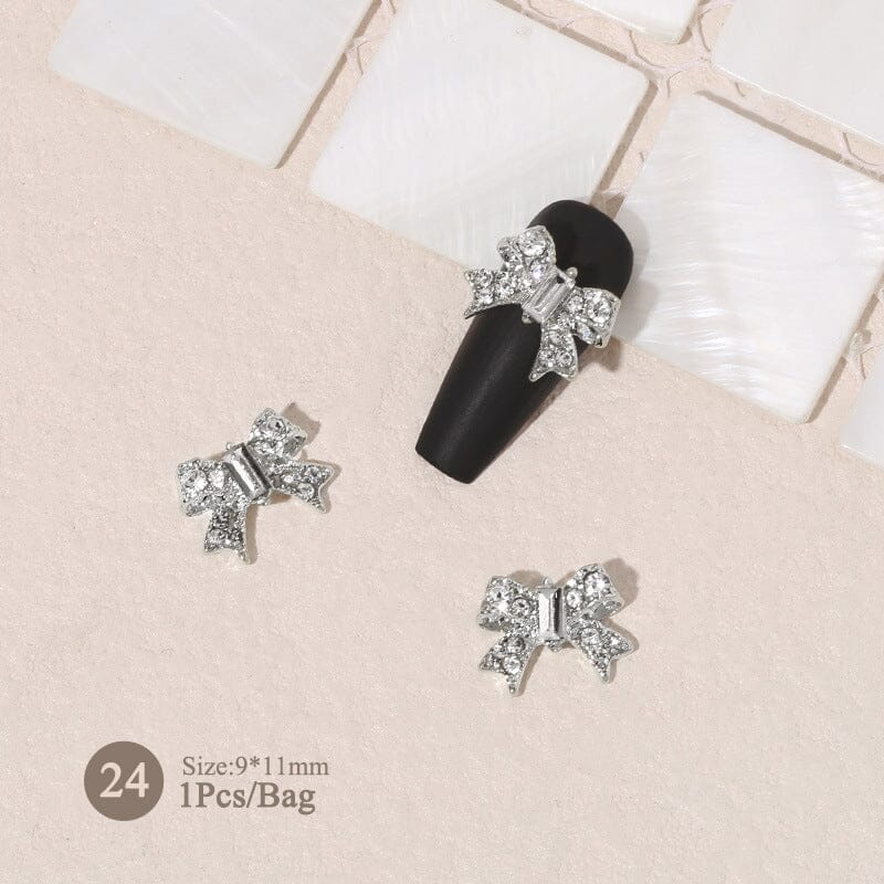 Silver Gold Bowknot Butterfly Rhinestones 3D Nail Decoration Nail Decoration BORN PRETTY 24 