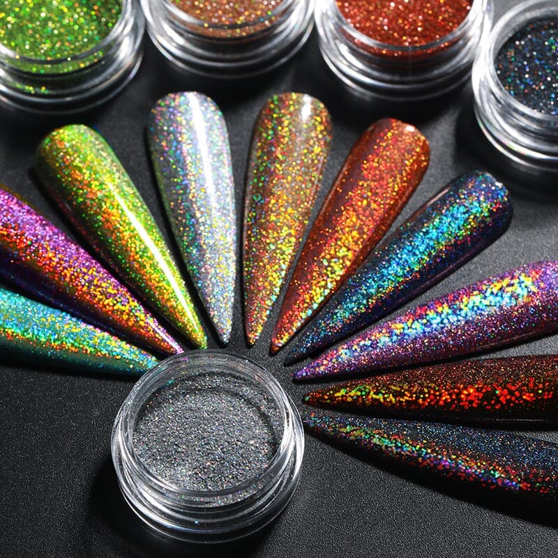 【All Under $9.99】12 Colors Holo Glitter Powder Set Kits & Bundles BORN PRETTY 