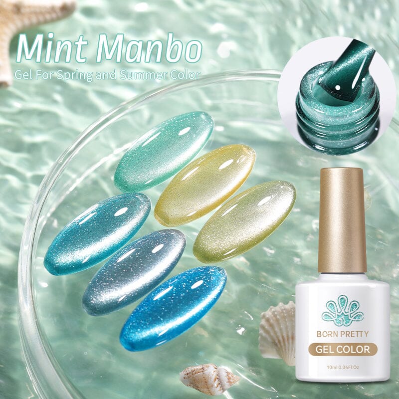 Mint Manbo Sea Blue Cat Magnetic Gel Gel Nail Polish BORN PRETTY 