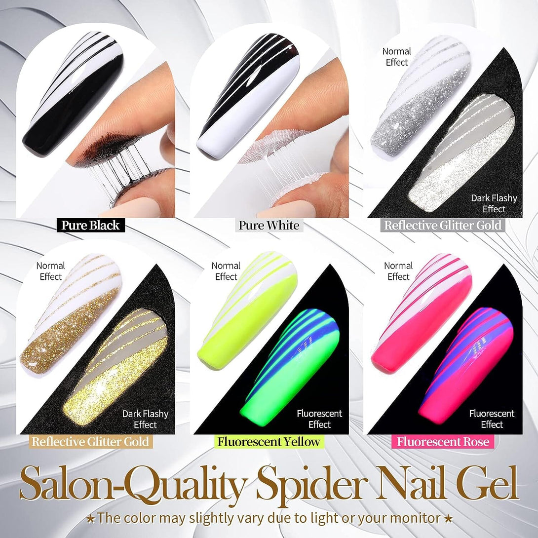 [US ONLY] 6pcs Spider Drawing Nail Gel Set US ONLY BORN PRETTY 