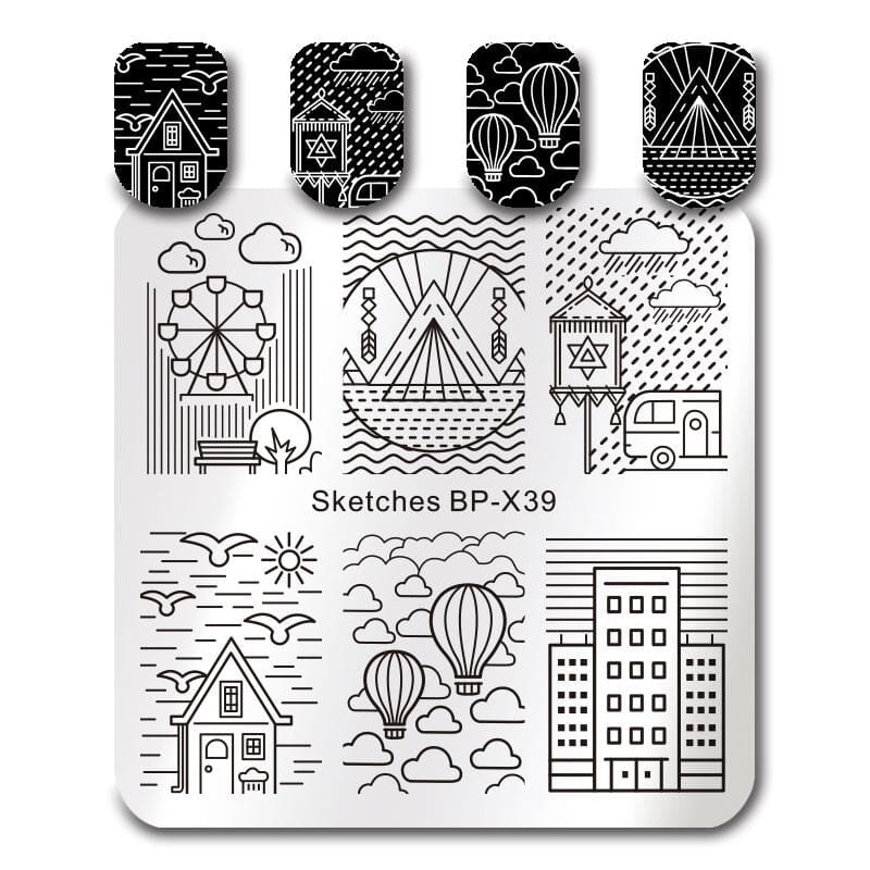 Square Round Nail Stamping Plates Stamping Nail BORN PRETTY X39 