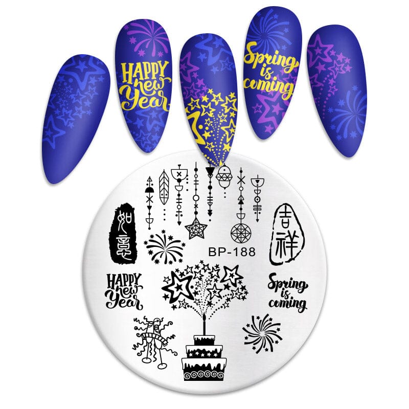 Square Round Nail Stamping Plates Stamping Nail BORN PRETTY 188 