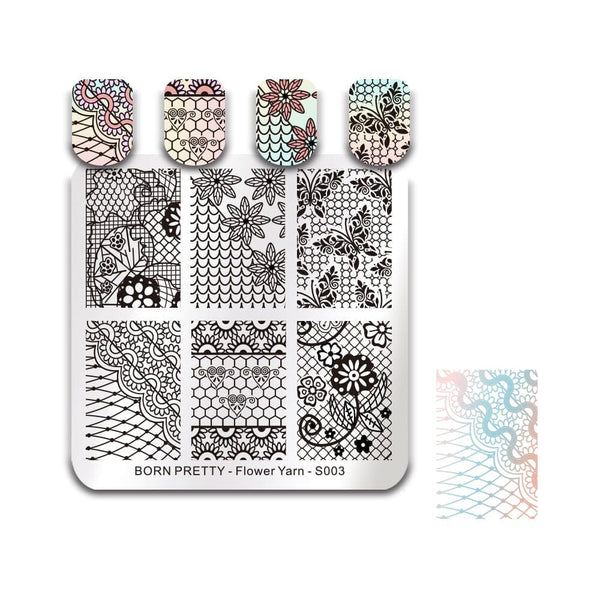 🎁 Nail Stamping Plate Flower Yarn-S003 (100% off) BORN PRETTY 