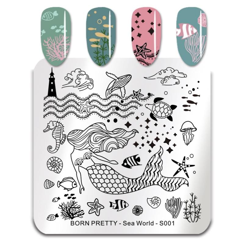 Square Round Nail Stamping Plates Stamping Nail BORN PRETTY Sea World-S001 