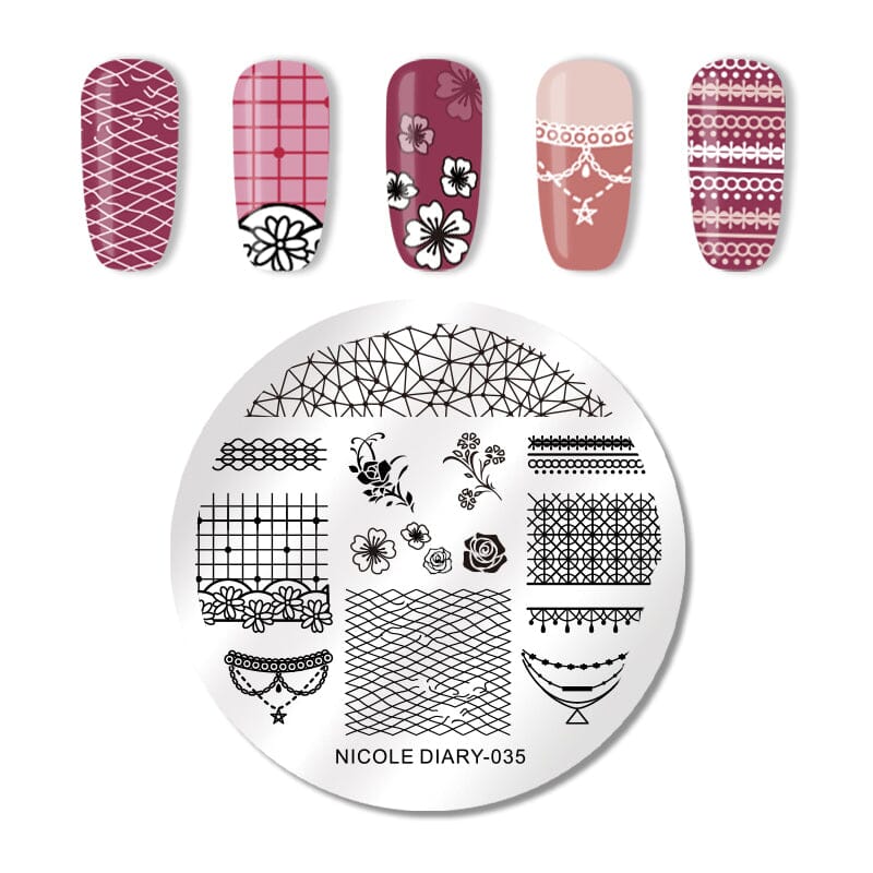 Square Round Nail Stamping Plates Stamping Nail BORN PRETTY 035 