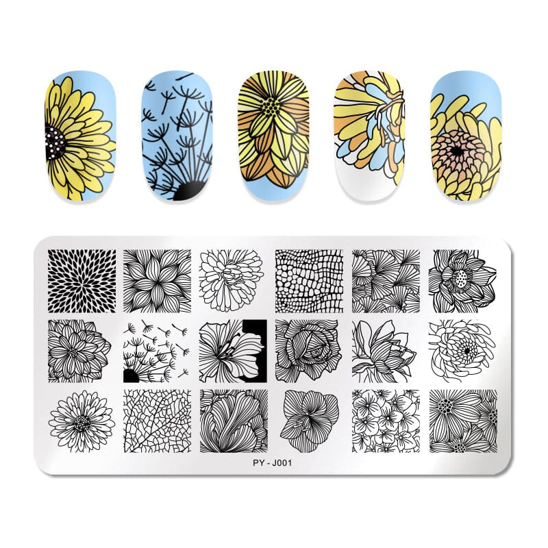 Rectangle Nail Stamping Plates Stamping Nail BORN PRETTY J001 