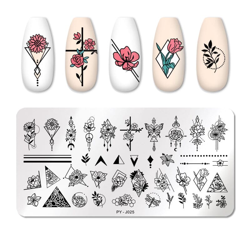 Rectangle Nail Stamping Plates Stamping Nail BORN PRETTY J025 