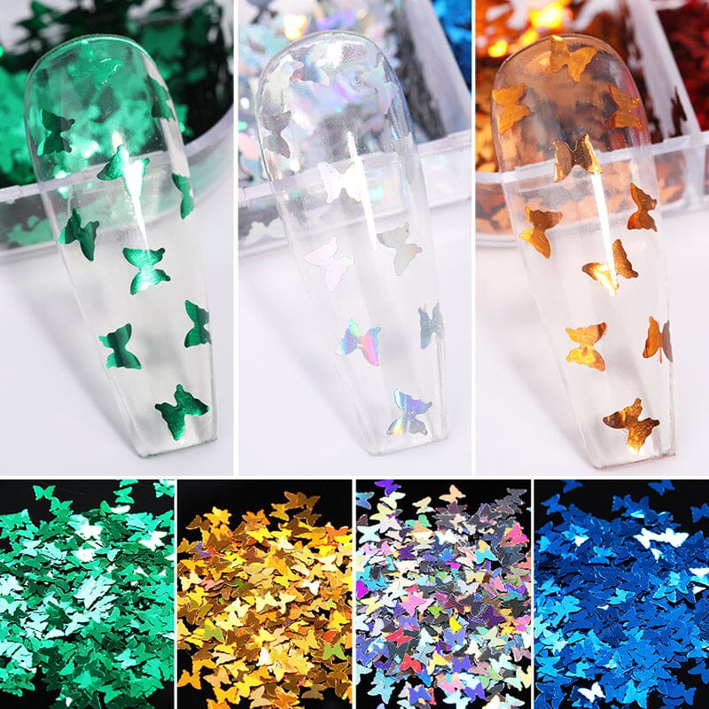 12 Grids Butterfly Sequins Nail Glitter Flakes Nail Decoration No Brand 