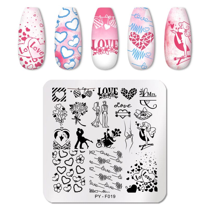 Square Round Nail Stamping Plates Stamping Nail BORN PRETTY F019 