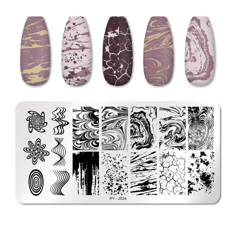 Rectangle Nail Stamping Plates Stamping Nail BORN PRETTY J034 