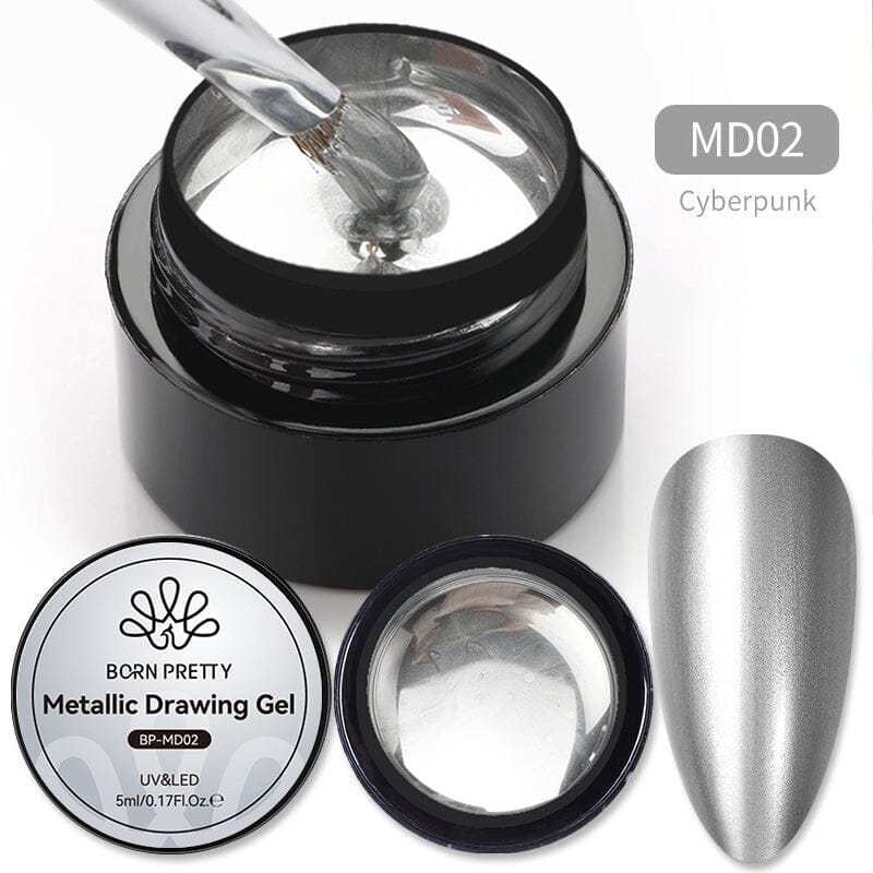 Silver Metallic Drawing Gel MD02 5ml Gel Nail Polish BORN PRETTY 