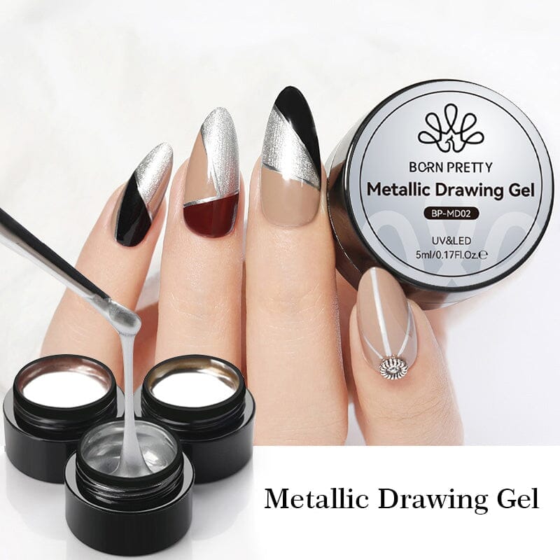 3 Colors Metallic Drawing Gel 5ml Gel Nail Polish BORN PRETTY 