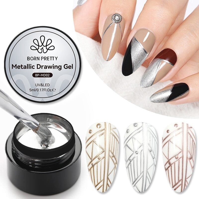 3 Colors Metallic Drawing Gel 5ml Gel Nail Polish BORN PRETTY 